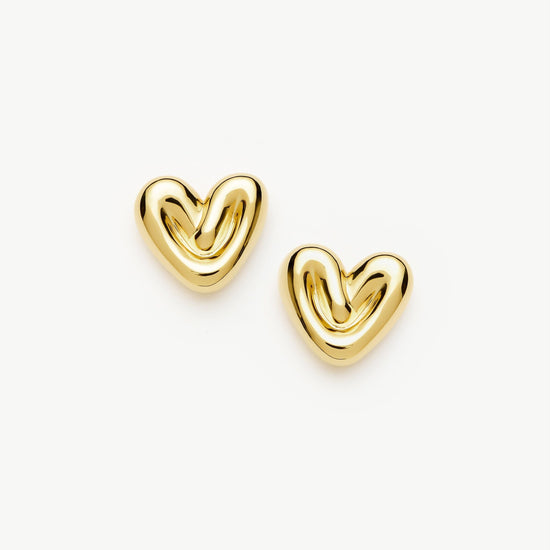 Puffy Heart Stud Earrings | 18ct Gold Plated Earrings Missoma 